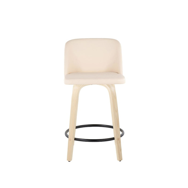 LumiSource Toriano 24" Rd Counter Stool, Set/2, N/CR/BK