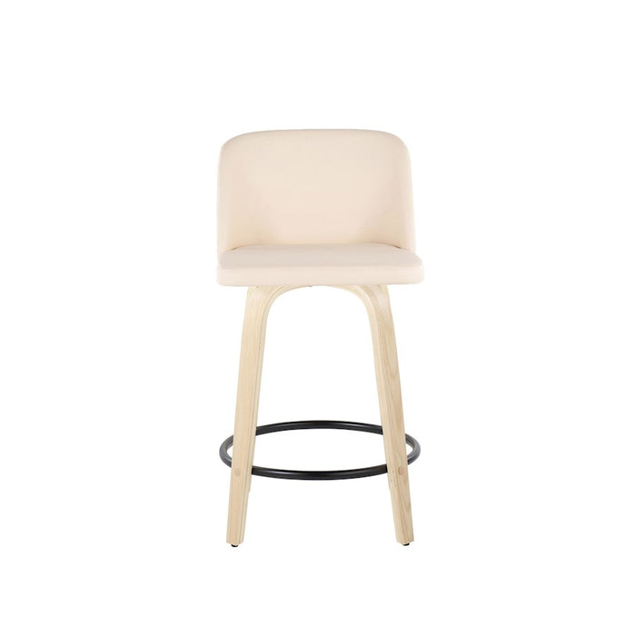 LumiSource Toriano 24" Rd Counter Stool, Set/2, N/CR/BK