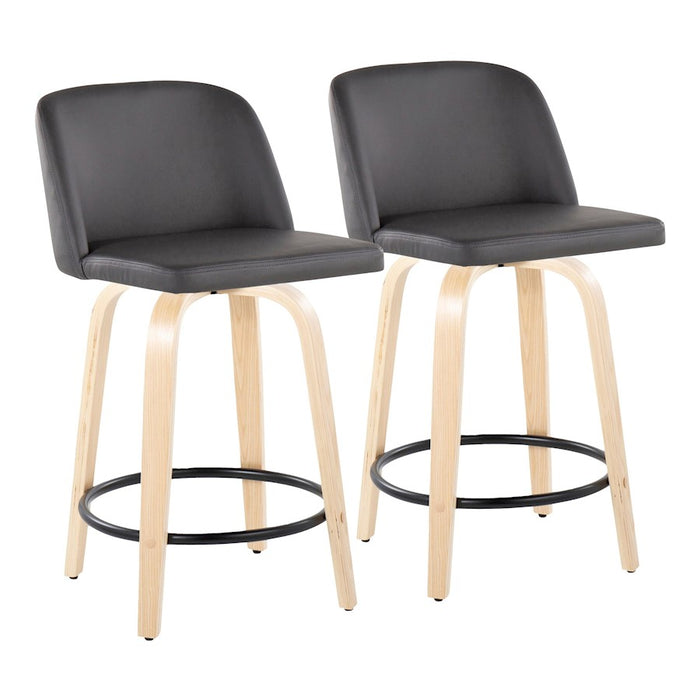 LumiSource Toriano 24" Rd Counter Stool, Set/2, N/GY/BK - B24-TRNOPU-GRTZQ2NAGY2