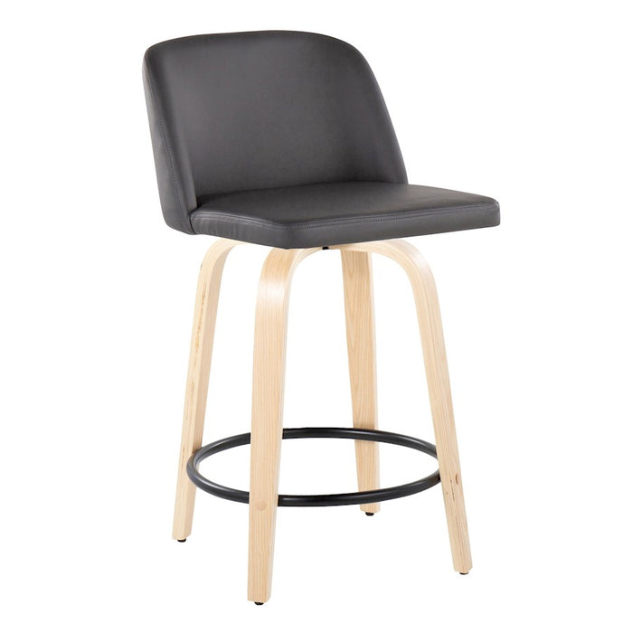 LumiSource Toriano 24" Rd Counter Stool, Set/2, N/GY/BK