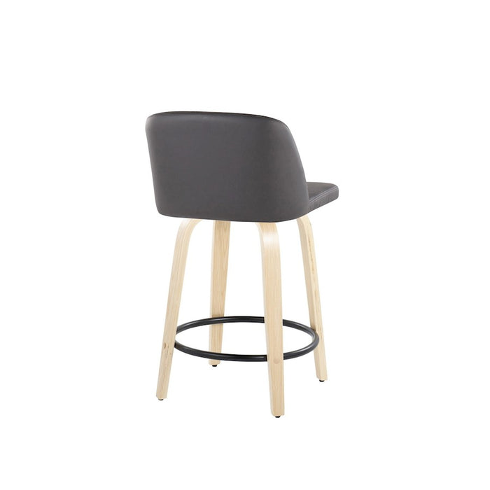 LumiSource Toriano 24" Rd Counter Stool, Set/2, N/GY/BK