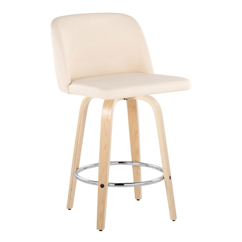 LumiSource Toriano 24" Rd Counter Stool, Set/2, N/CR/CH