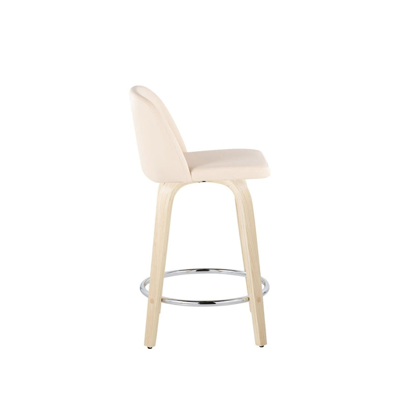 LumiSource Toriano 24" Rd Counter Stool, Set/2, N/CR/CH