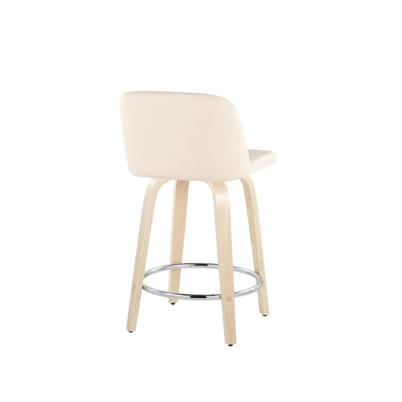 LumiSource Toriano 24" Rd Counter Stool, Set/2, N/CR/CH