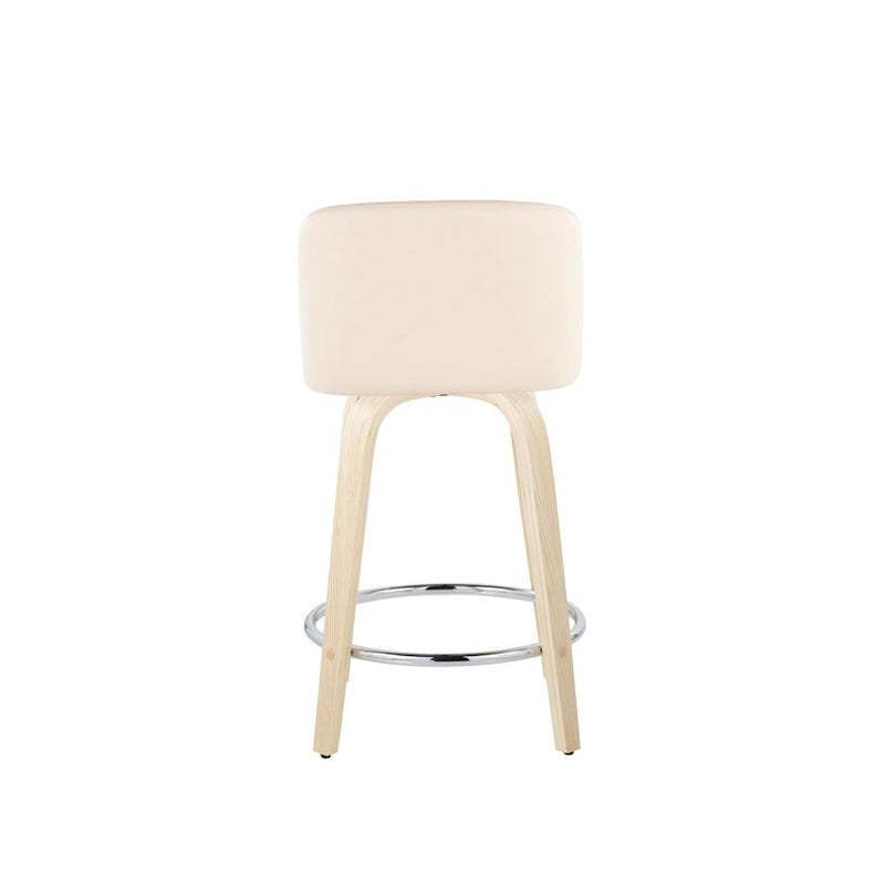 LumiSource Toriano 24" Rd Counter Stool, Set/2, N/CR/CH
