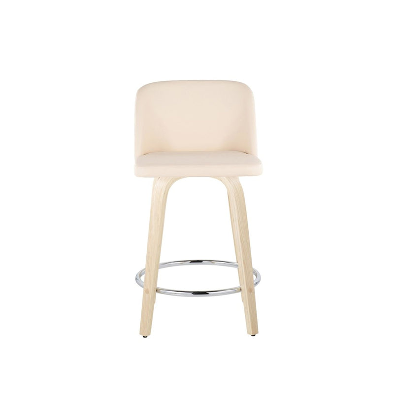 LumiSource Toriano 24" Rd Counter Stool, Set/2, N/CR/CH