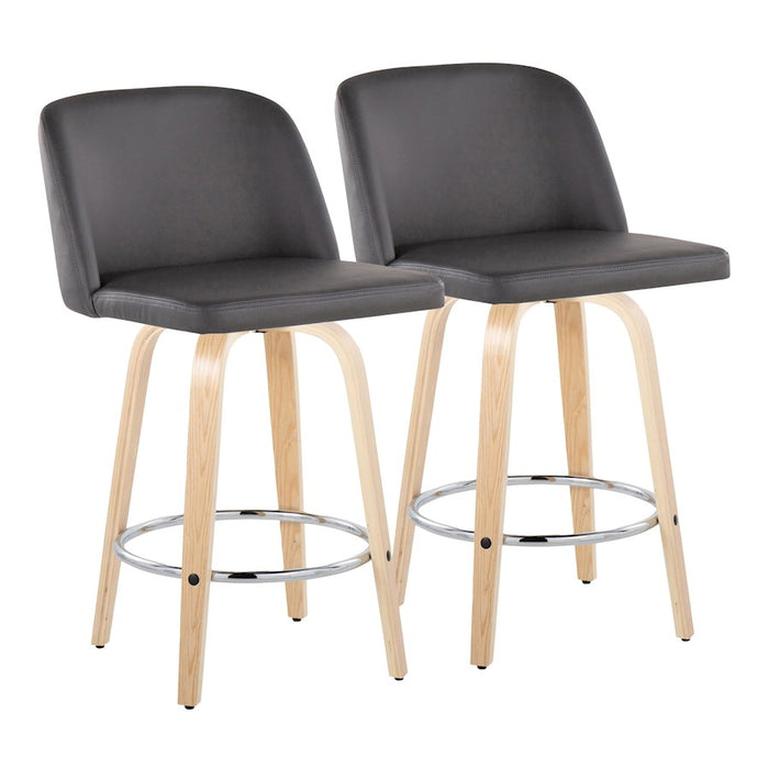 LumiSource Toriano 24" Rd Counter Stool, Set/2, N/GY/CH - B24-TRNOPU-GRTZR2NAGY2