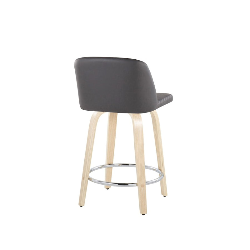 LumiSource Toriano 24" Rd Counter Stool, Set/2, N/GY/CH