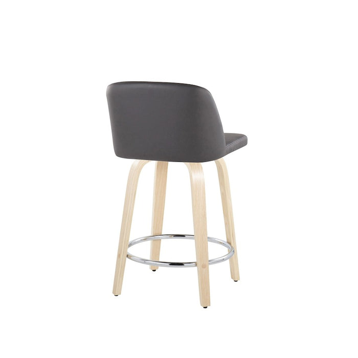 LumiSource Toriano 24" Rd Counter Stool, Set/2, N/GY/CH