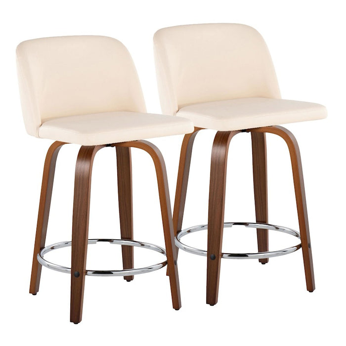LumiSource Toriano 24" Rd Counter Stool, Set/2, W/CR/CH - B24-TRNOPU-GRTZR2WLCR2