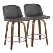 LumiSource Toriano 24" Rd Counter Stool, Set/2, W/GY/CH - B24-TRNOPU-GRTZR2WLGY2