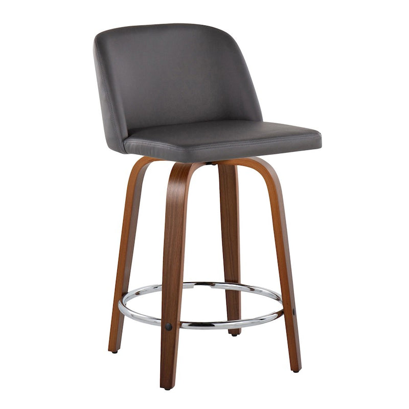 LumiSource Toriano 24" Rd Counter Stool, Set/2, W/GY/CH