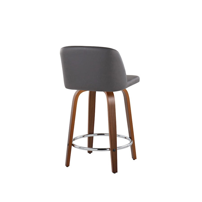 LumiSource Toriano 24" Rd Counter Stool, Set/2, W/GY/CH