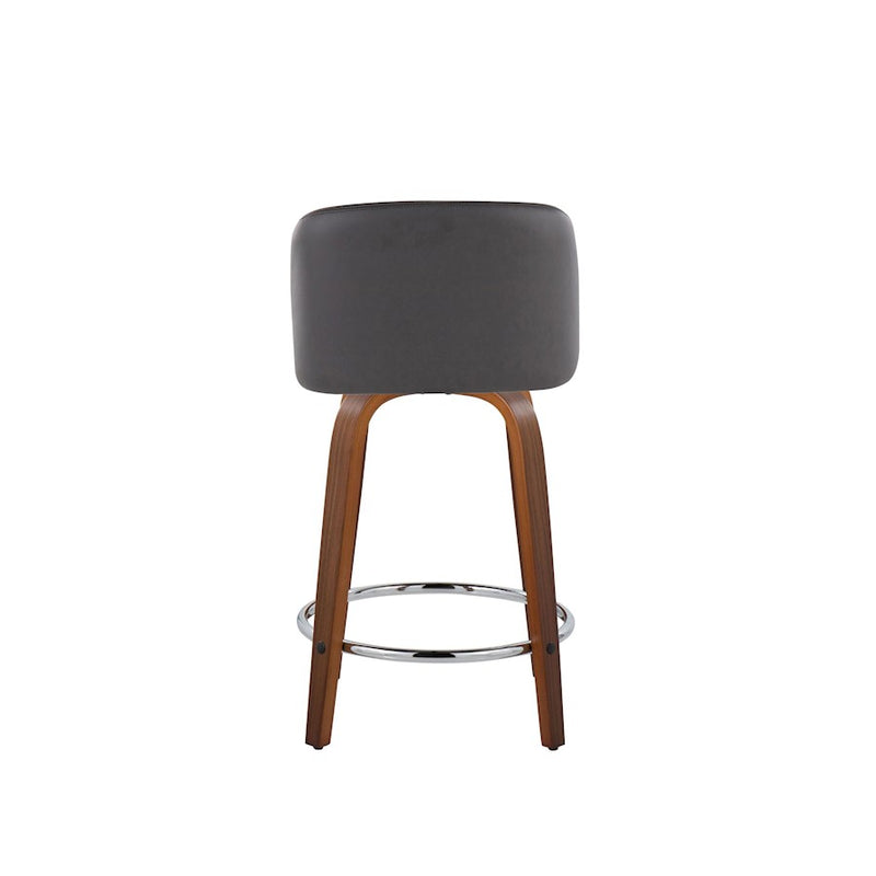 LumiSource Toriano 24" Rd Counter Stool, Set/2, W/GY/CH