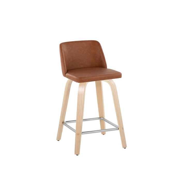 LumiSource Toriano 24" Counter Stool, Set/2, N/CAM/CH