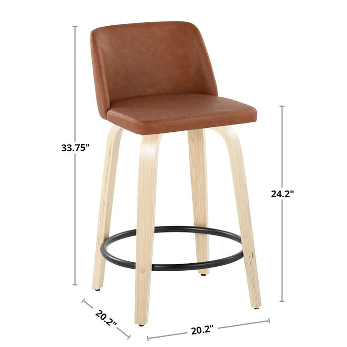 LumiSource Toriano 24" Counter Stool, Set/2, N/CAM/CH