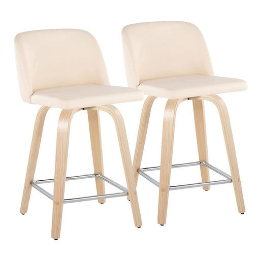 LumiSource Toriano 24" SQ Counter Stool, Set/2, N/CR/CH - B24-TRNOPU-GRTZS2NACR2