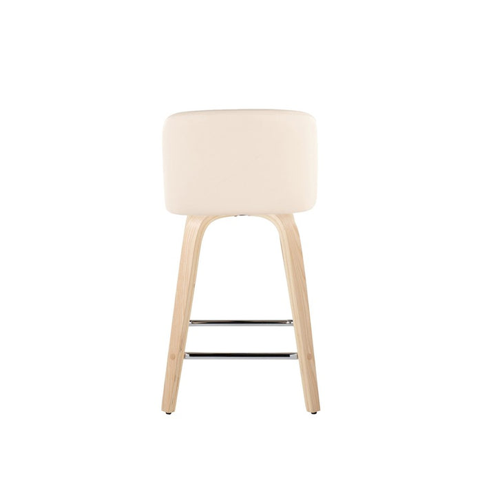 LumiSource Toriano 24" SQ Counter Stool, Set/2, N/CR/CH