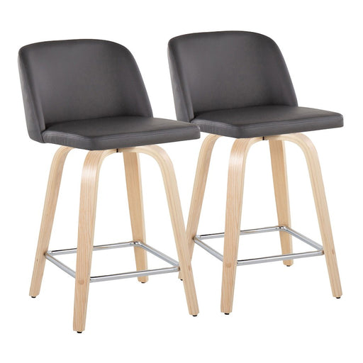 LumiSource Toriano 24" SQ Counter Stool, Set/2, N/GY/CH - B24-TRNOPU-GRTZS2NAGY2
