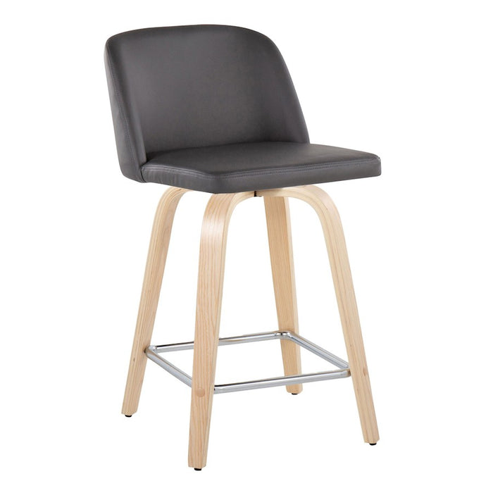 LumiSource Toriano 24" SQ Counter Stool, Set/2, N/GY/CH