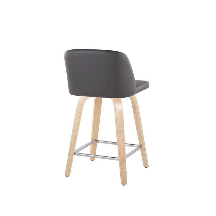 LumiSource Toriano 24" SQ Counter Stool, Set/2, N/GY/CH