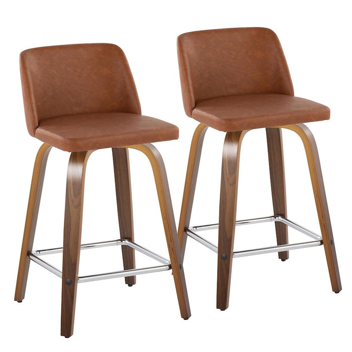 LumiSource Toriano 24" Counter Stool, Set/2, W/CAM/CH - B24-TRNOPU-GRTZS2WLCAM2