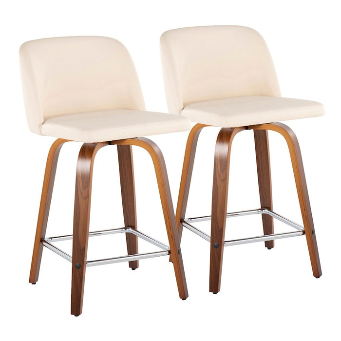 LumiSource Toriano 24" SQ Counter Stool, Set/2, W/CR/CH - B24-TRNOPU-GRTZS2WLCR2