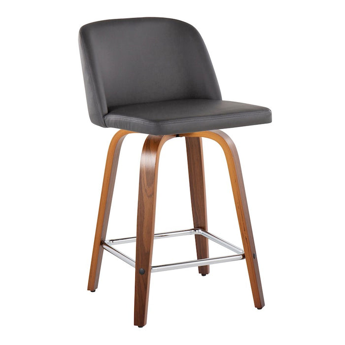 LumiSource Toriano 24" SQ Counter Stool, Set/2, W/GY/CH