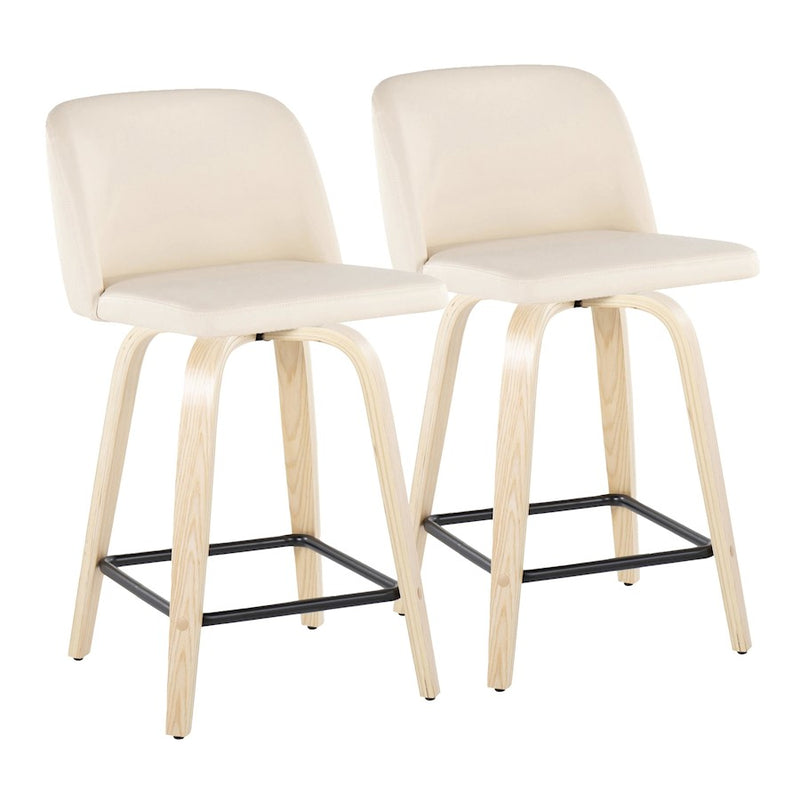 LumiSource Toriano 24" SQ Counter Stool, Set/2, N/CR/BK - B24-TRNOPU-GRTZX2NACR2