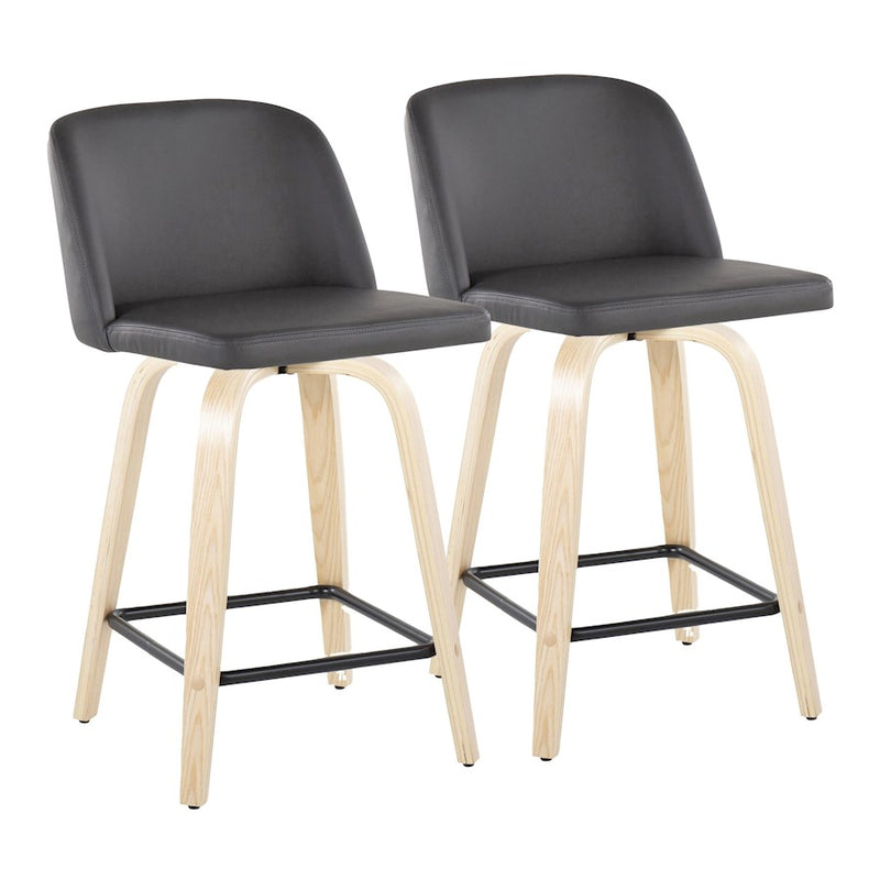 LumiSource Toriano 24" SQ Counter Stool, Set/2, N/GY/BK - B24-TRNOPU-GRTZX2NAGY2