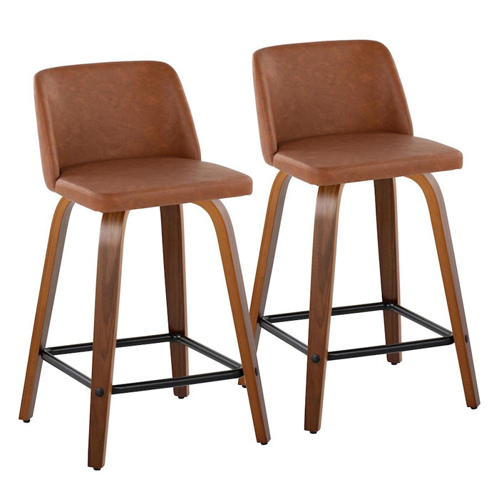 LumiSource Toriano 24" Counter Stool, Set/2, W/CAM/BK - B24-TRNOPU-GRTZX2WLCAM2