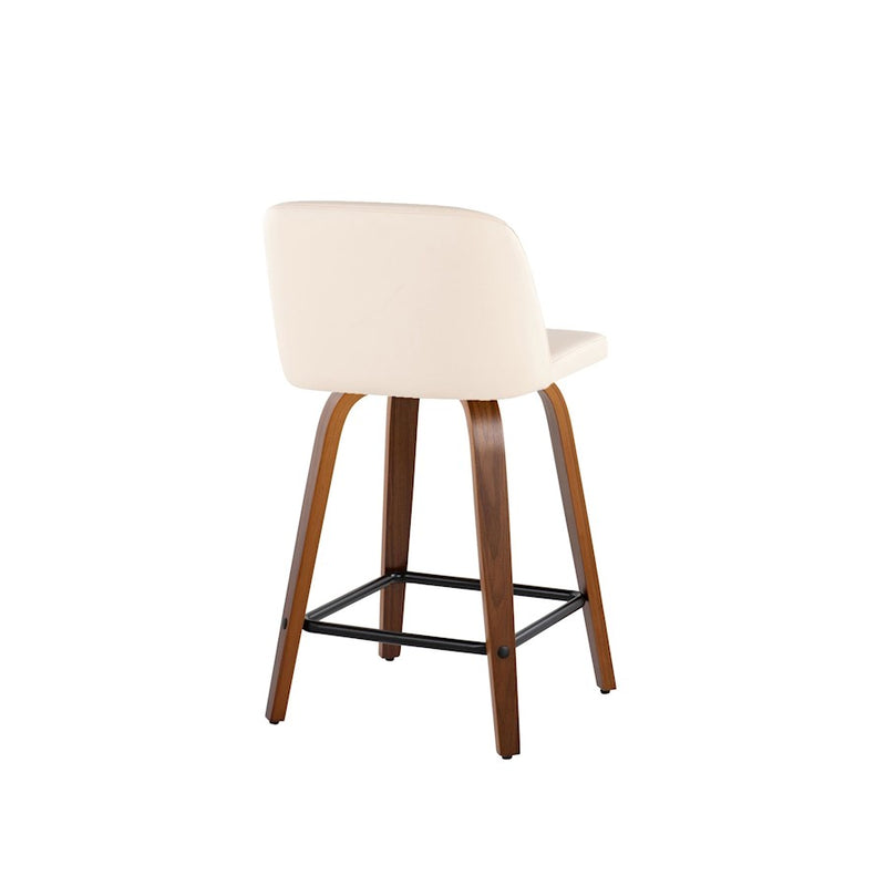 LumiSource Toriano 24" Counter Stool, Set/2, WAL/CR/BK