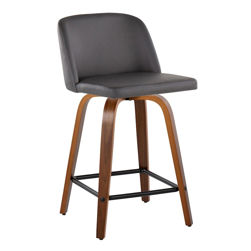 LumiSource Toriano 24" Counter Stool, Set/2, WAL/GY/BK