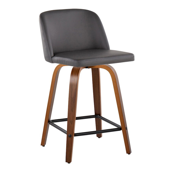LumiSource Toriano 24" Counter Stool, Set/2, WAL/GY/BK