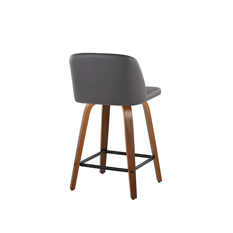 LumiSource Toriano 24" Counter Stool, Set/2, WAL/GY/BK