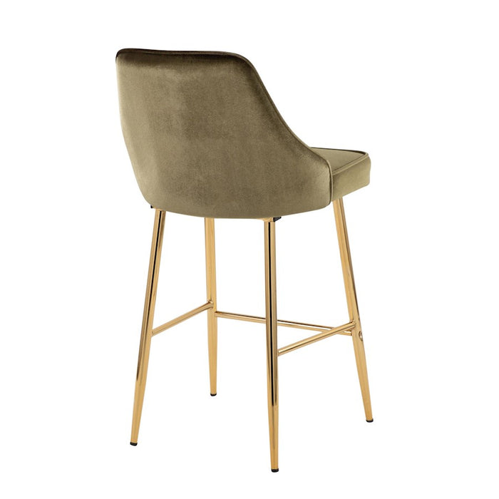 LumiSource Marcel Counter Stool, Set of 2, Gold/Green Velvet