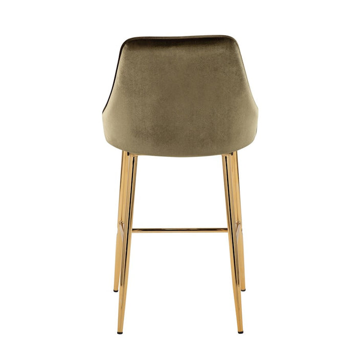 LumiSource Marcel Counter Stool, Set of 2, Gold/Green Velvet