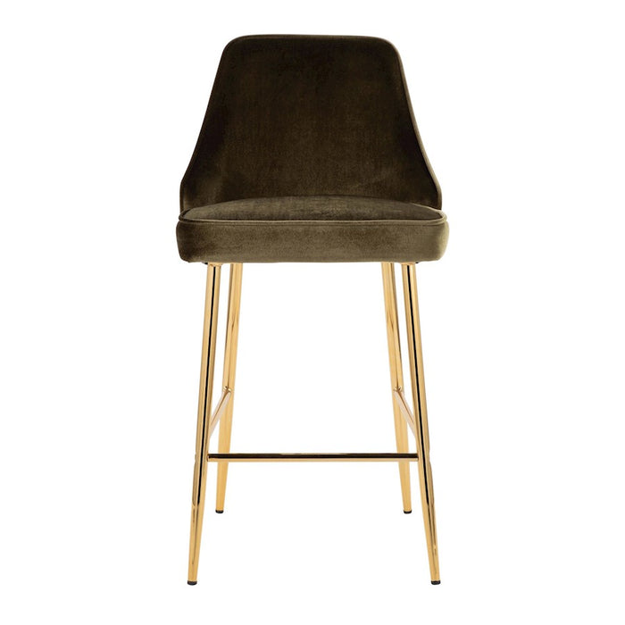 LumiSource Marcel Counter Stool, Set of 2, Gold/Green Velvet