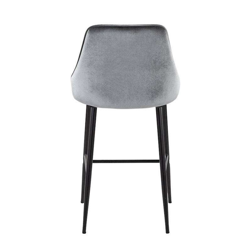 LumiSource Marcel Counter Stool, Set of 2, Black/Blue Velvet