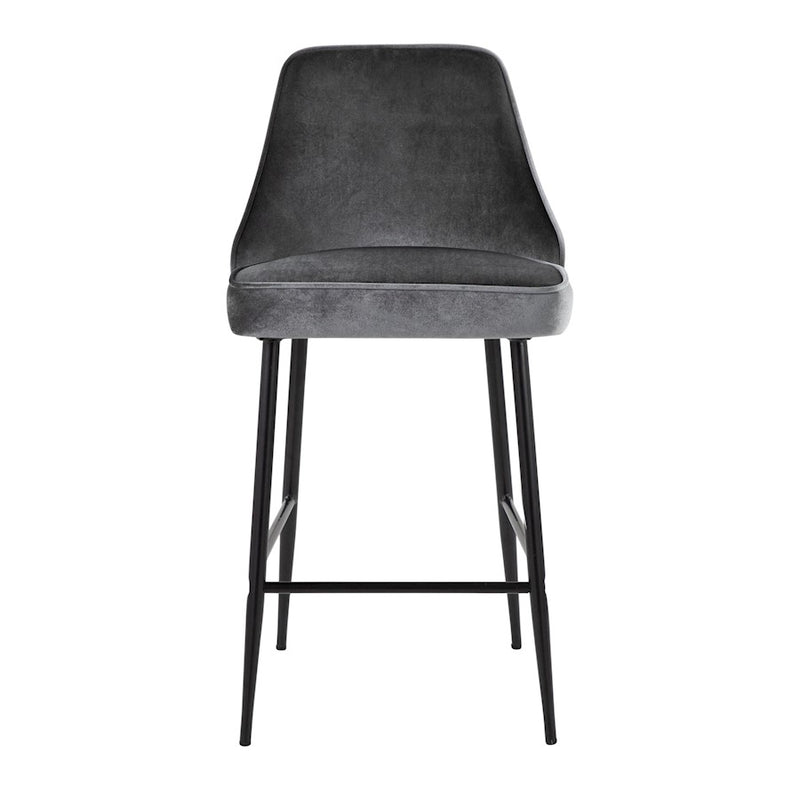 LumiSource Marcel Counter Stool, Set of 2, Black/Blue Velvet