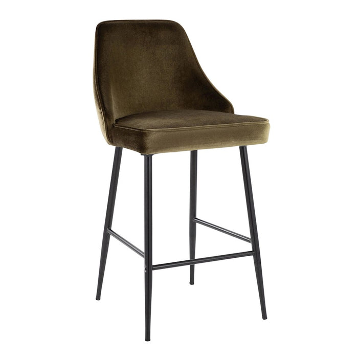 LumiSource Marcel Counter Stool, Set of 2, Black/Green Velvet