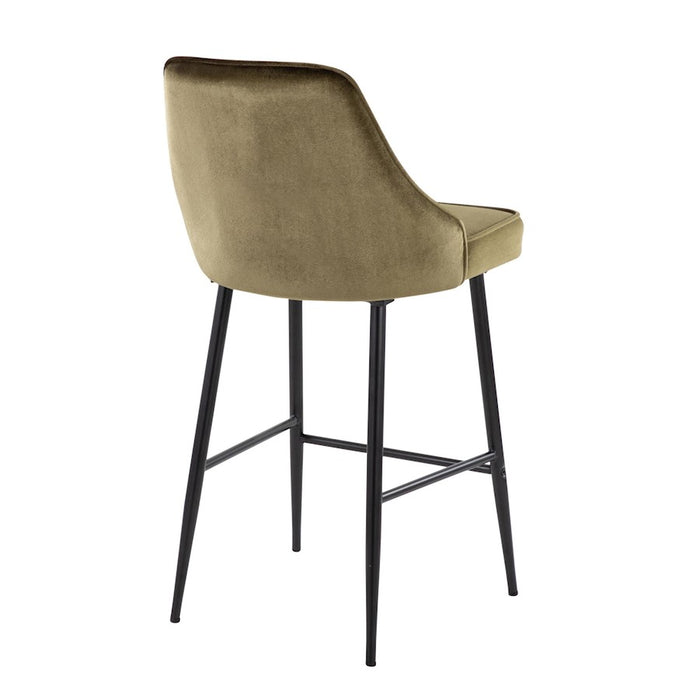 LumiSource Marcel Counter Stool, Set of 2, Black/Green Velvet