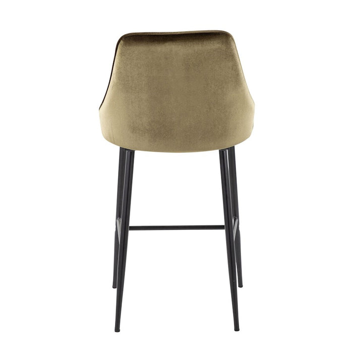 LumiSource Marcel Counter Stool, Set of 2, Black/Green Velvet