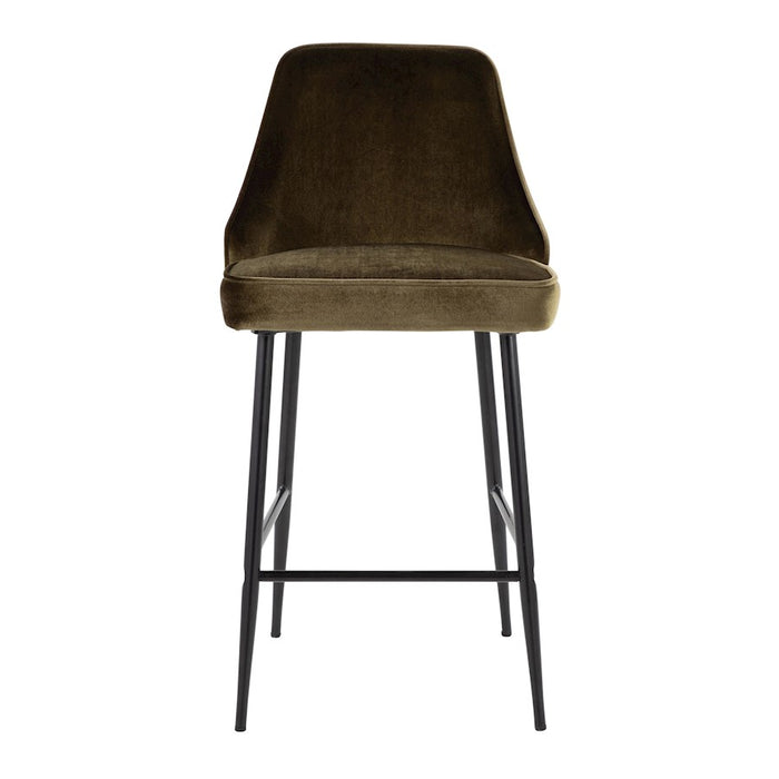 LumiSource Marcel Counter Stool, Set of 2, Black/Green Velvet