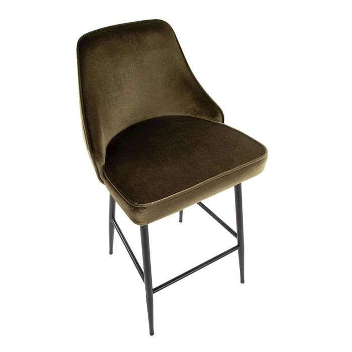 LumiSource Marcel Counter Stool, Set of 2, Black/Green Velvet
