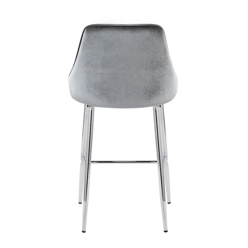LumiSource Marcel Counter Stool, Set of 2, Chrome/Blue Velvet