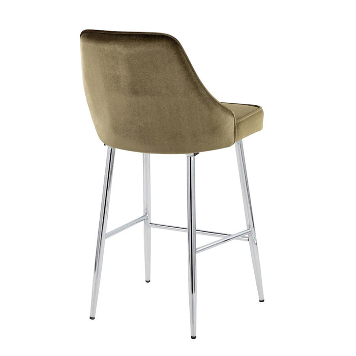 LumiSource Marcel Counter Stool, Set of 2, Chrome/Green Velvet
