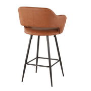 LumiSource Margarite Counter Stool Set of 2 | Black Metal, Brown PU | Kitchen Island & Breakfast Bar Seating | 22 x 22 x 37 in | Model B25-MARGBK-BN2