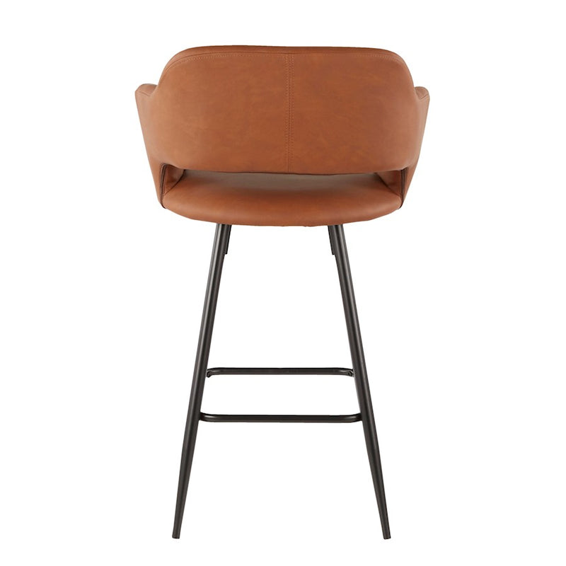 LumiSource Margarite Counter Stool Set of 2 | Black Metal, Brown PU | Kitchen Island & Breakfast Bar Seating | 22 x 22 x 37 in | Model B25-MARGBK-BN2
