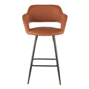 LumiSource Margarite Counter Stool Set of 2 | Black Metal, Brown PU | Kitchen Island & Breakfast Bar Seating | 22 x 22 x 37 in | Model B25-MARGBK-BN2